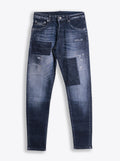 VALMINT INDIGO PATCHWORK FADED JEANS