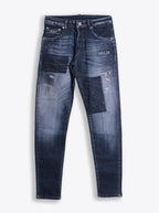 VALMINT INDIGO PATCHWORK FADED JEANS